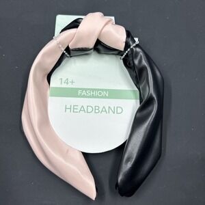 Decorative Top Knot Fashion Headband Black & Pink